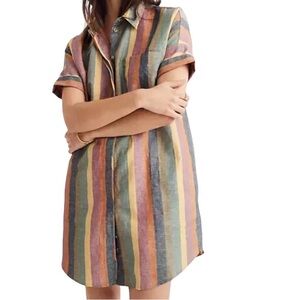 MADEWELL Verticle Rainbow Stripe Shirtdress XXS